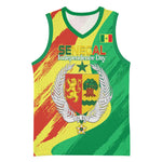 Afro Senegal Independence Day Basketball Jersey Coat Of Arms Grunge Style - African Pride