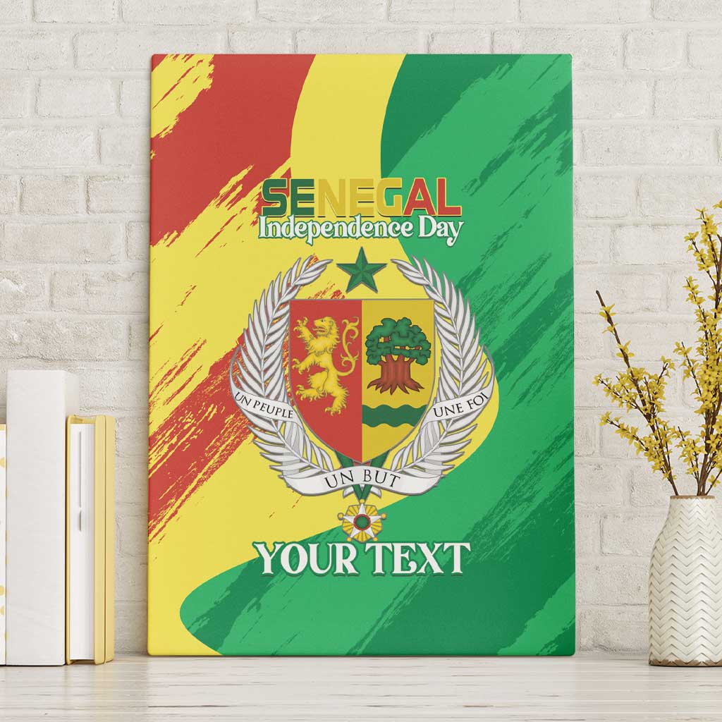 Afro Senegal Independence Day Canvas Wall Art Coat Of Arms Grunge Style
