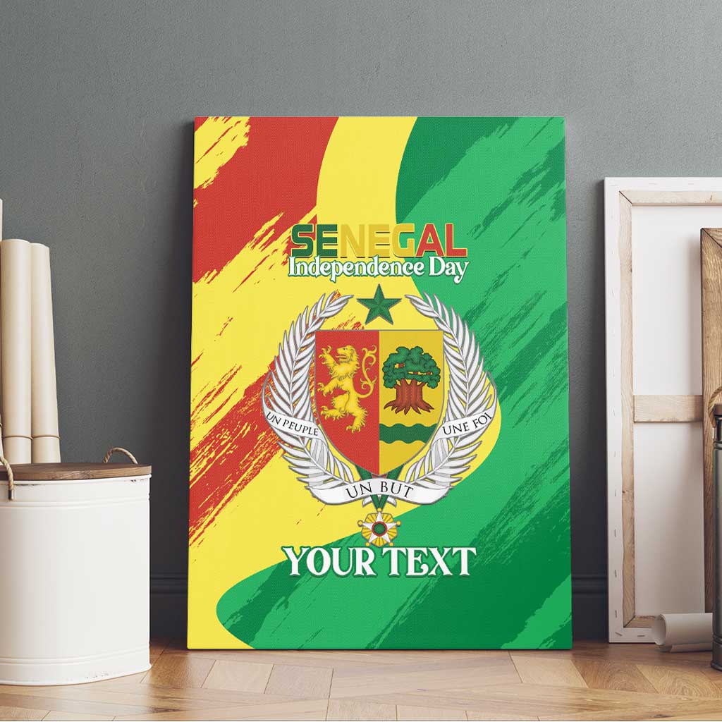 Afro Senegal Independence Day Canvas Wall Art Coat Of Arms Grunge Style