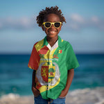 Afro Senegal Independence Day Kid Hawaiian Shirt Coat Of Arms Grunge Style