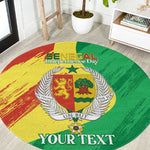 Afro Senegal Independence Day Round Carpet Coat Of Arms Grunge Style