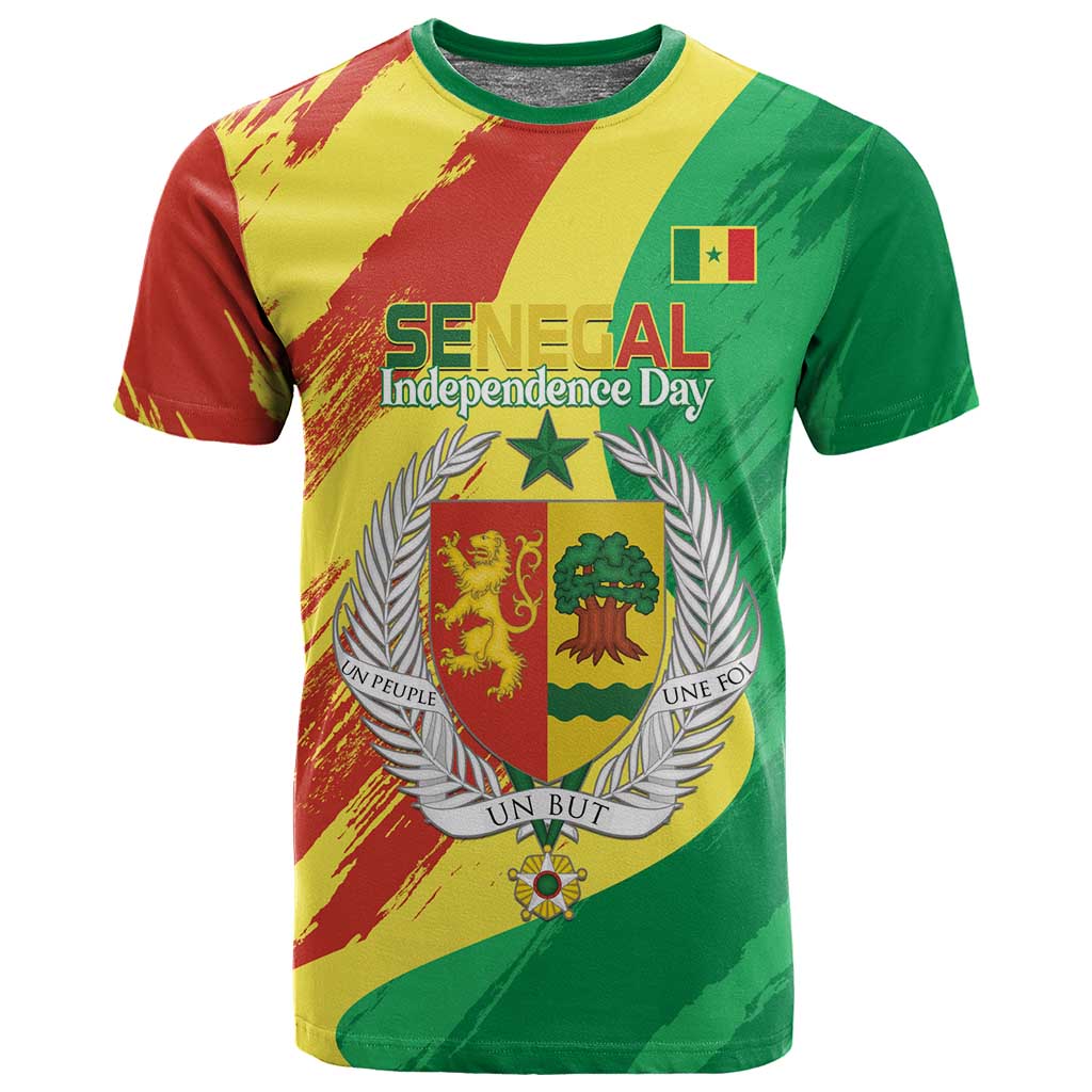 Afro Senegal Independence Day T shirt Coat Of Arms Grunge Style