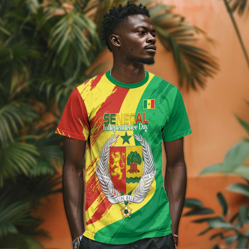 Afro Senegal Independence Day T shirt Coat Of Arms Grunge Style