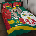 Republique Togolaise Monument de l'Independance Quilt Bed Set African Pinkish Rose Coat Of Arms