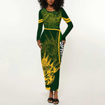 Custom South Africa Rugby Long Sleeve Bodycon Dress Cute Springboks Mascot LT14