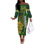 Custom South Africa Rugby Off The Shoulder Long Sleeve Dress Cute Springboks Mascot