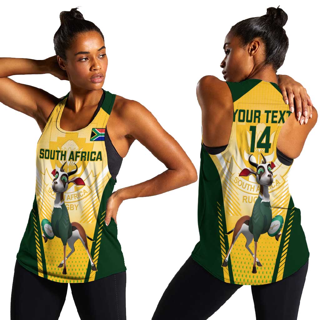 Custom South Africa Rugby Women Racerback Tank Cute Springboks Mascot