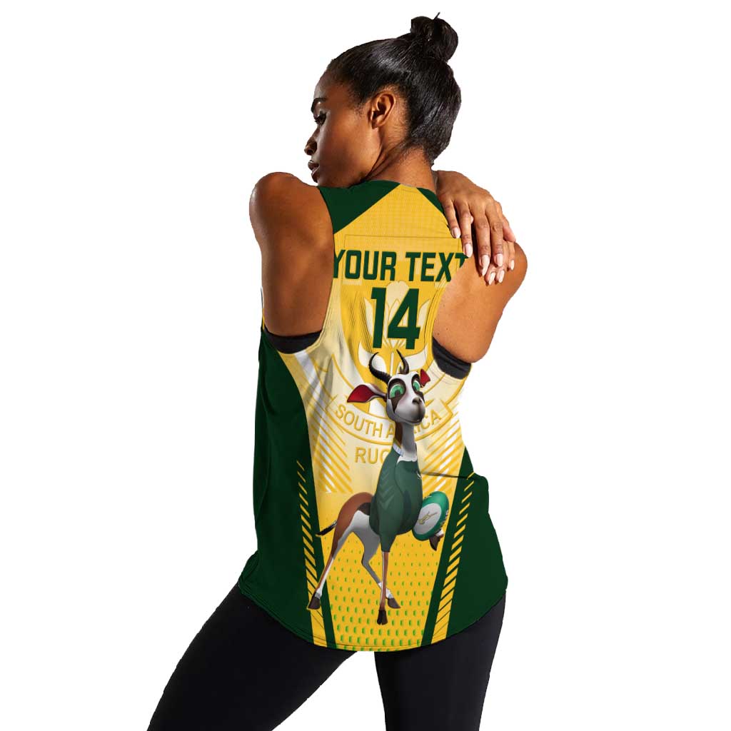 Custom South Africa Rugby Women Racerback Tank Cute Springboks Mascot