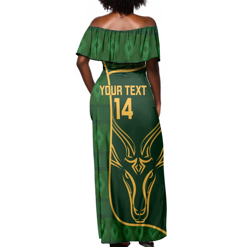 Custom South Africa Rugby Off Shoulder Maxi Dress Go Champions Springboks Flower