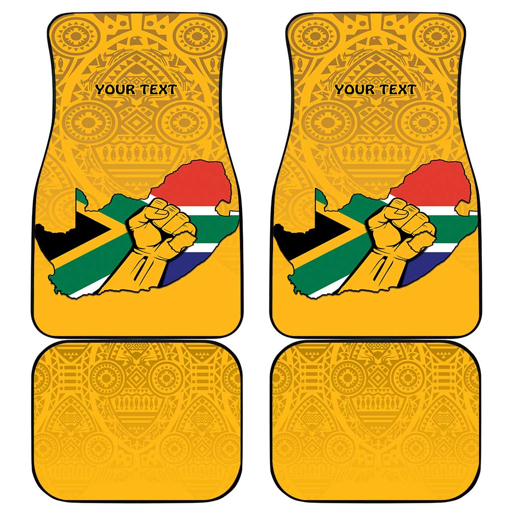 Personalised South Africa Car Mats African Pattern Happy Freedom Day Yellow Version