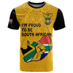 Personalised South Africa T shirt African Pattern Happy Freedom Day Yellow Version