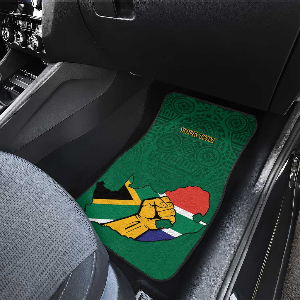 Personalised South Africa Car Mats African Pattern Happy Freedom Day Green Version