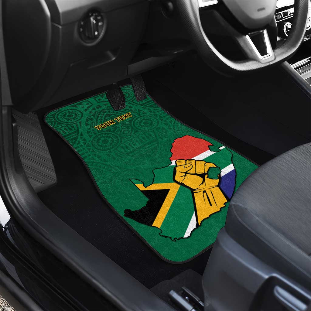 Personalised South Africa Car Mats African Pattern Happy Freedom Day Green Version