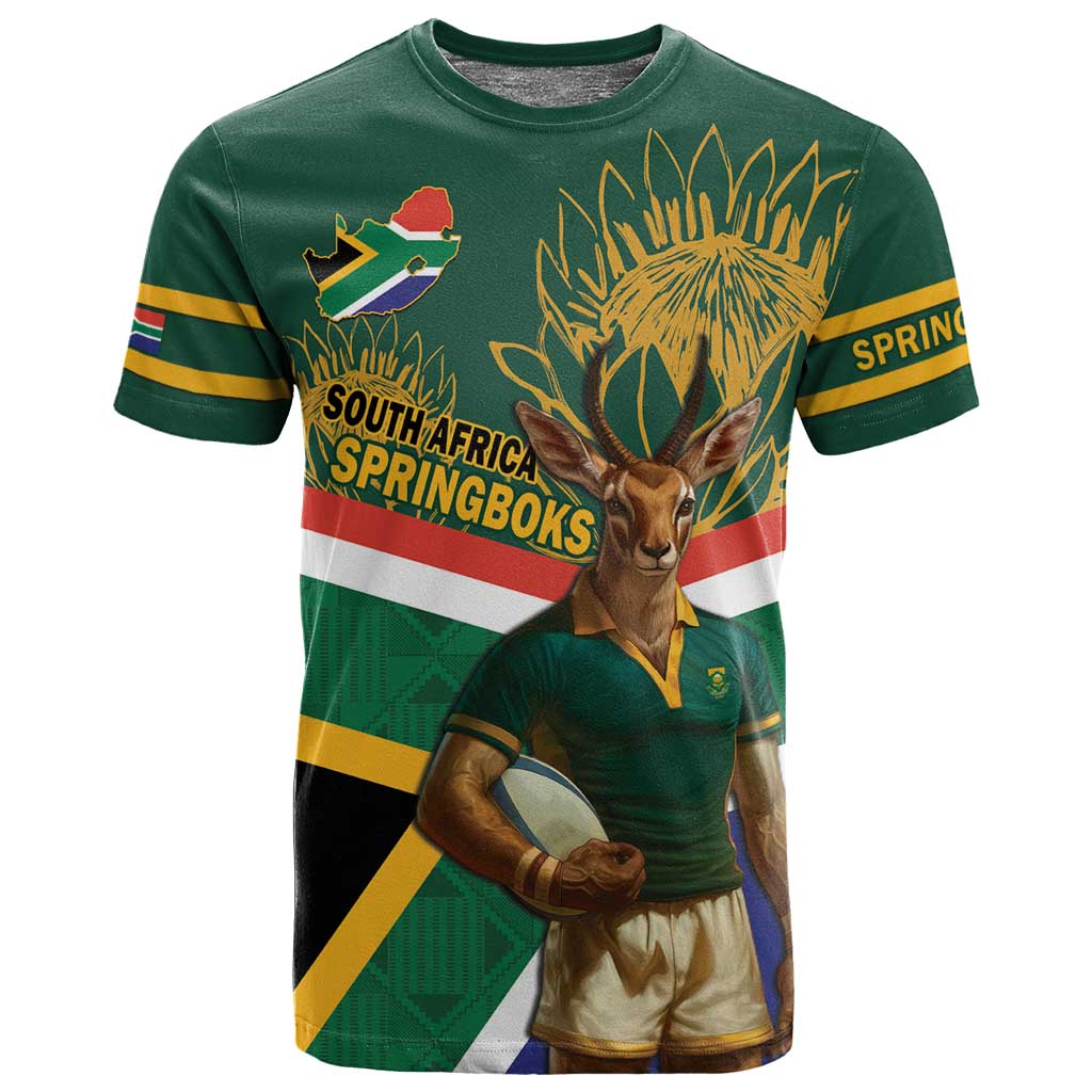 Custom South Africa Rugby T Shirt 2024 Go Springboks Mascot African custom-south-africa-rugby-t-shirt-2024-go-springboks-mascot-african