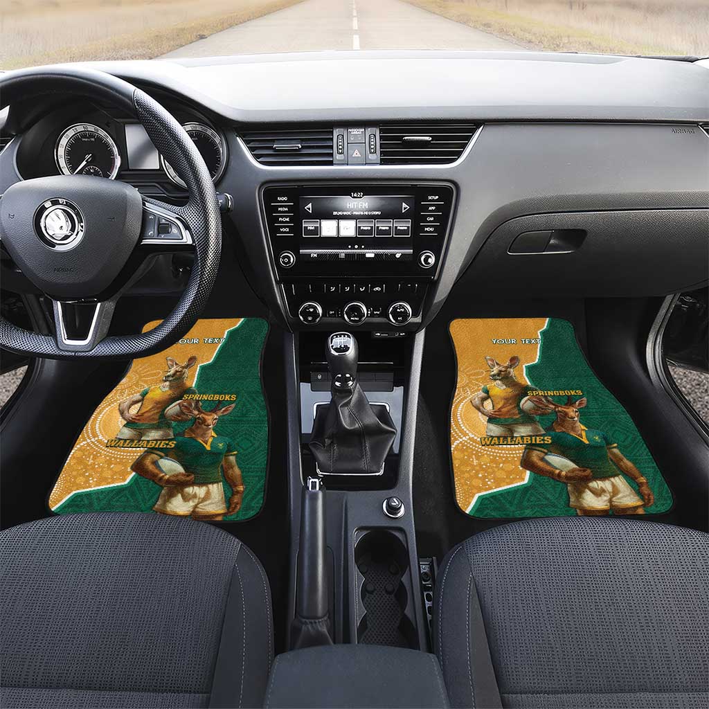 Personalised South Africa And Australia Rugby Car Mats 2024 Springboks Wallabies Mascots Together