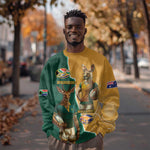 Personalised South Africa And Australia Rugby Sweatshirt 2024 Springboks Wallabies Mascots Together