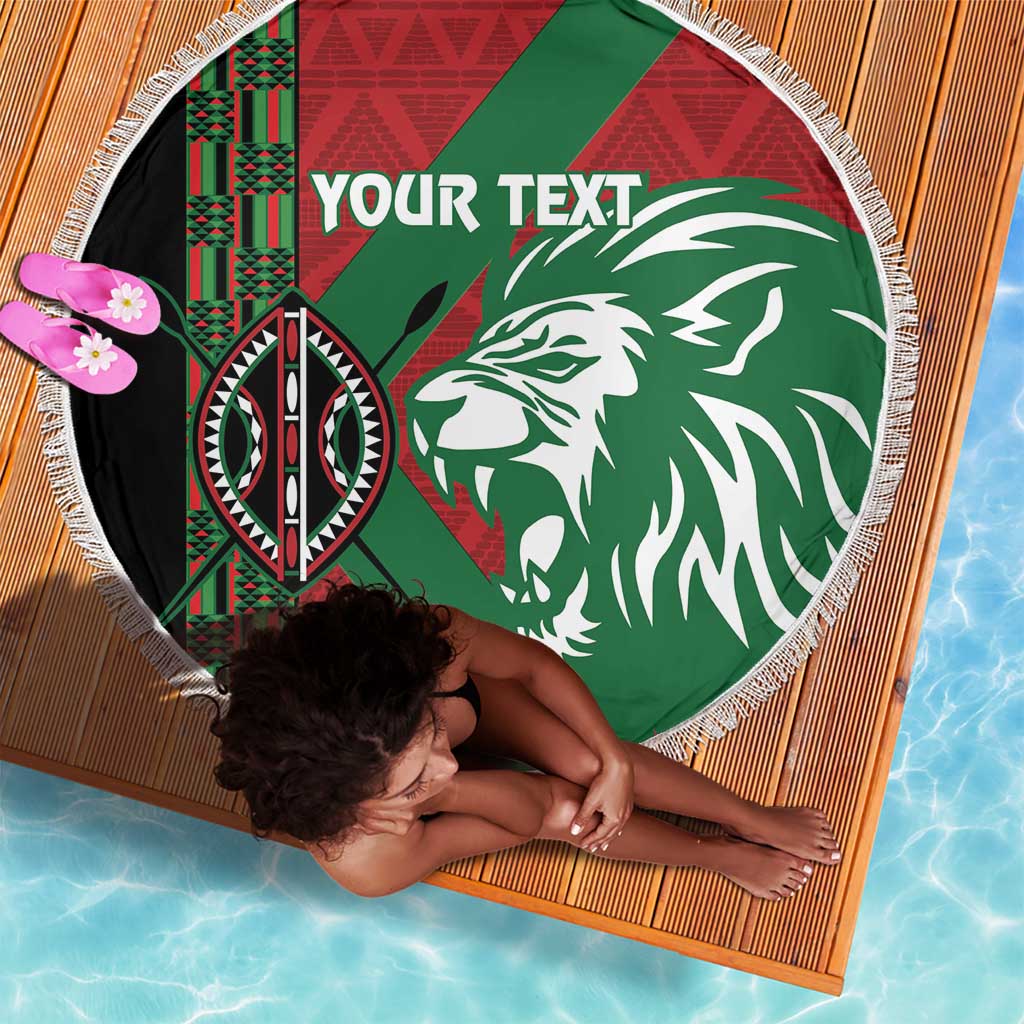 Afro Kenya Rugby Custom Beach Blanket Go Lionesses - African Pattern
