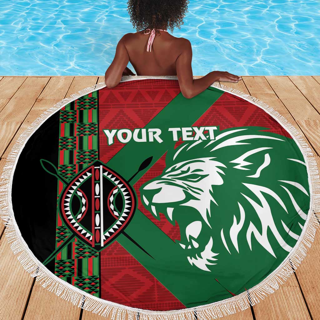 Afro Kenya Rugby Custom Beach Blanket Go Lionesses - African Pattern