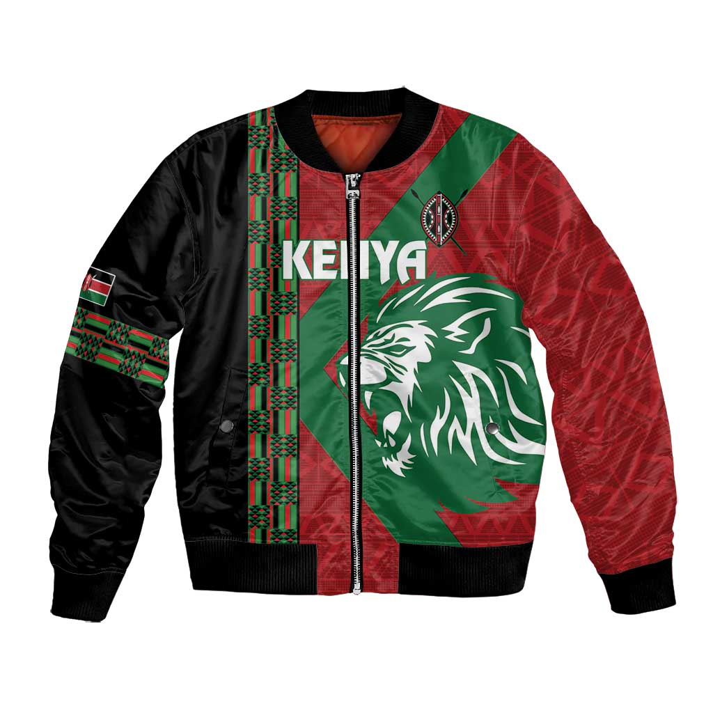 Afro Kenya Rugby Custom Bomber Jacket Go Lionesses - African Pattern