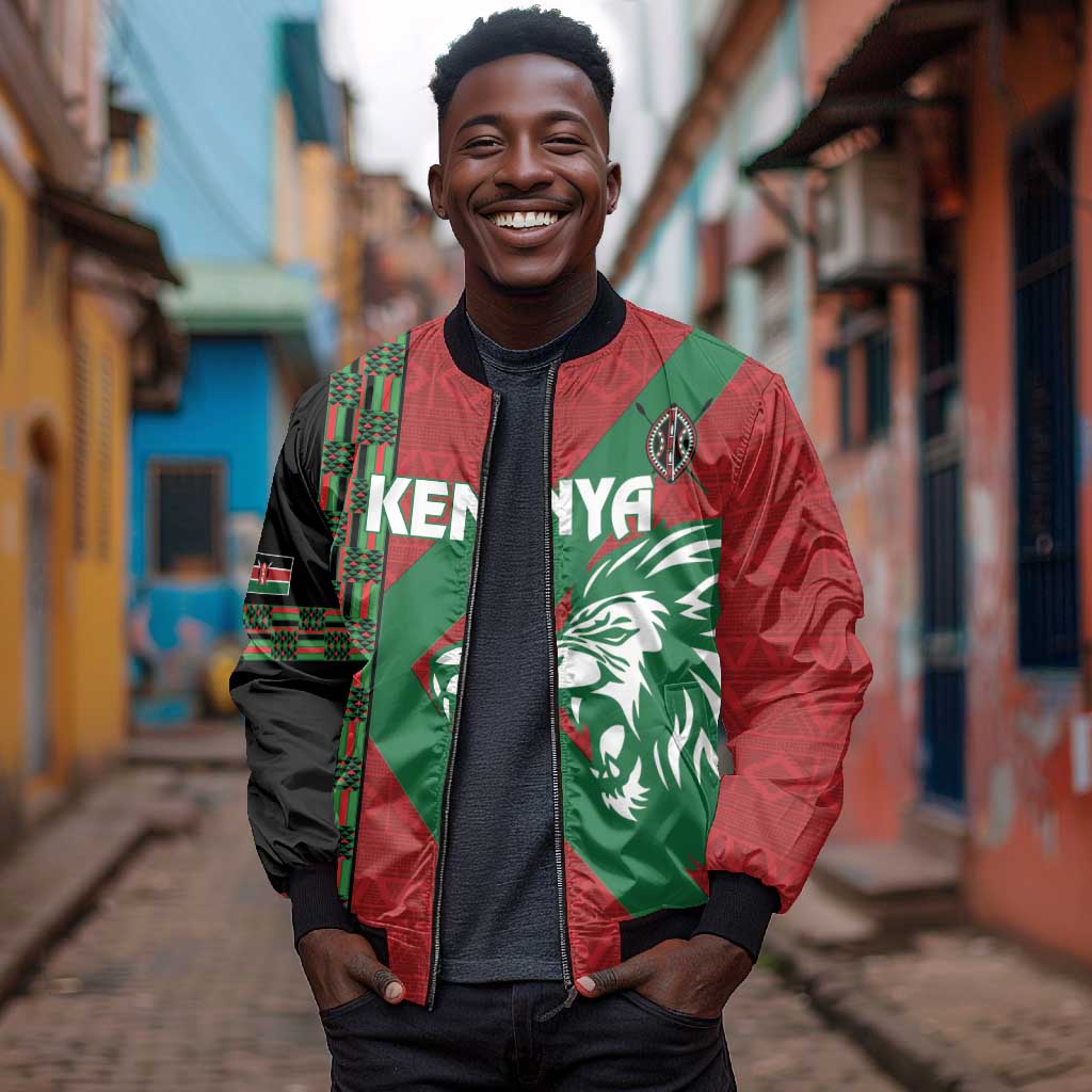 Afro Kenya Rugby Custom Bomber Jacket Go Lionesses - African Pattern