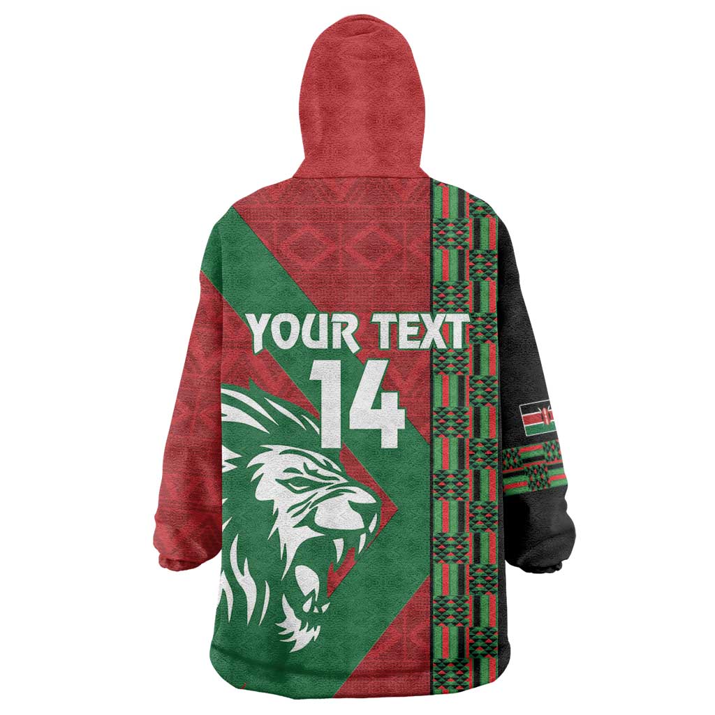Afro Kenya Rugby Custom Kid Wearable Blanket Hoodie Go Lionesses - African Pattern