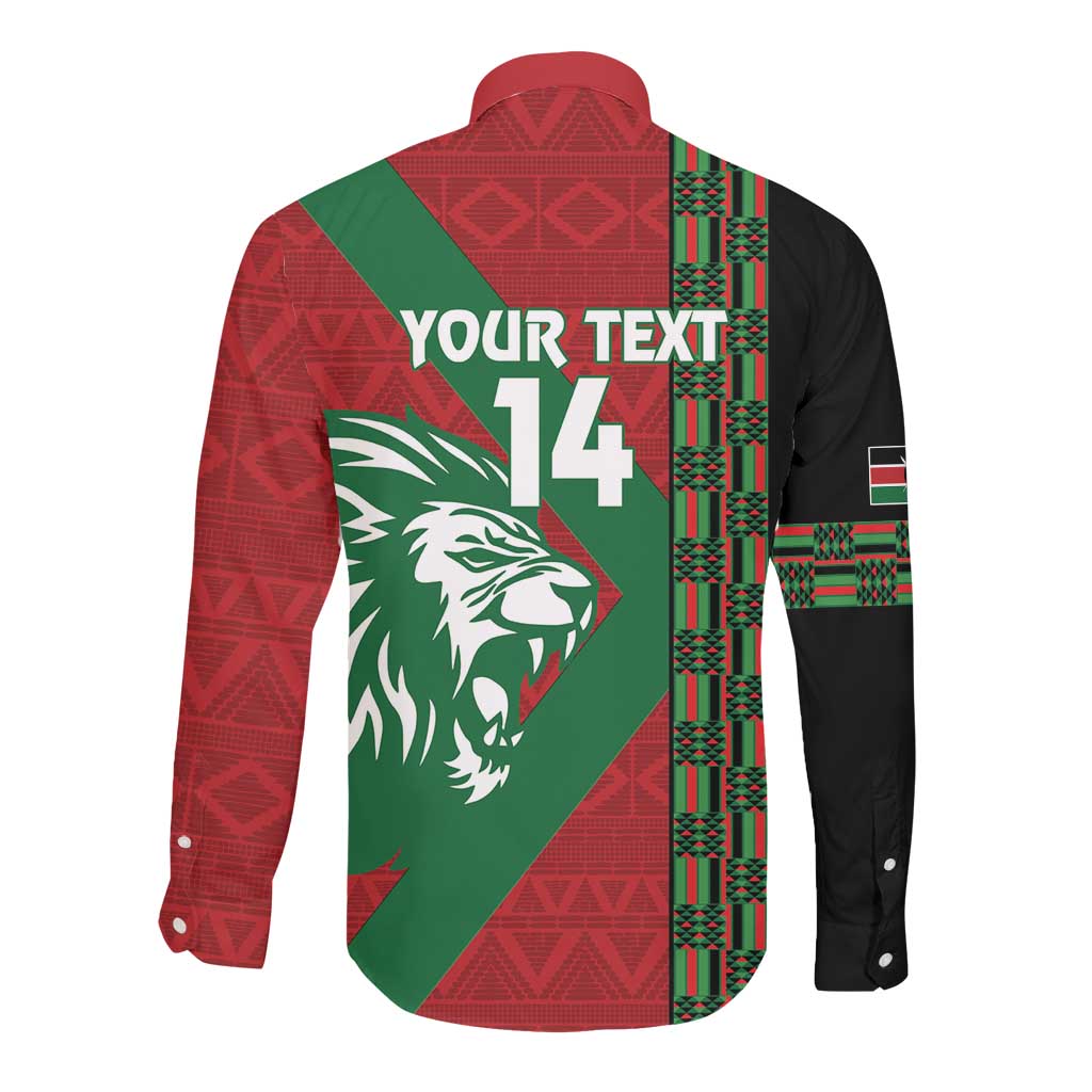 Afro Kenya Rugby Custom Long Sleeve Button Shirt Go Lionesses - African Pattern