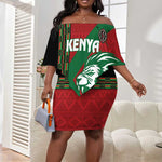 Afro Kenya Rugby Custom Off Shoulder Short Dress Go Lionesses - African Pattern