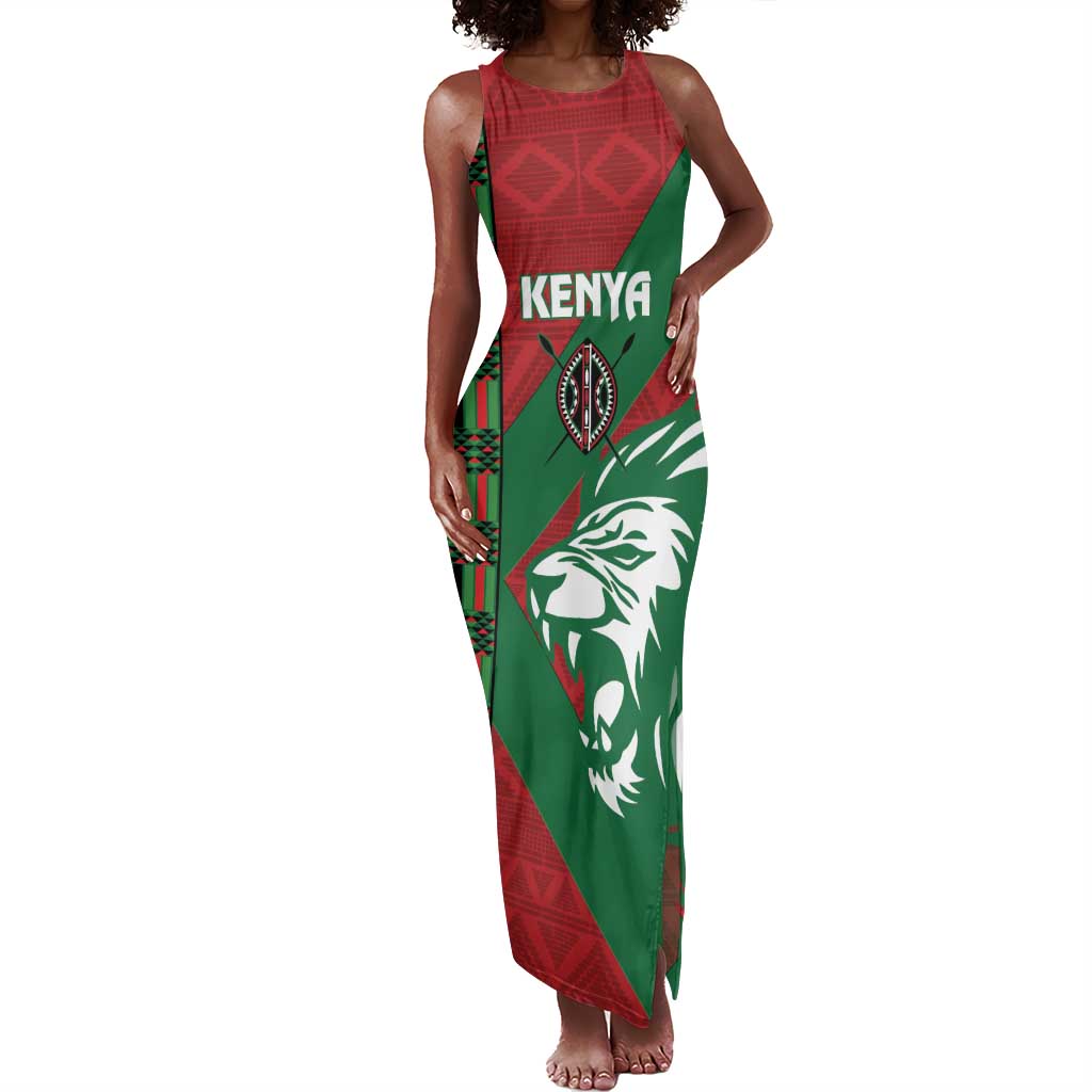 Afro Kenya Rugby Custom Tank Maxi Dress Go Lionesses - African Pattern