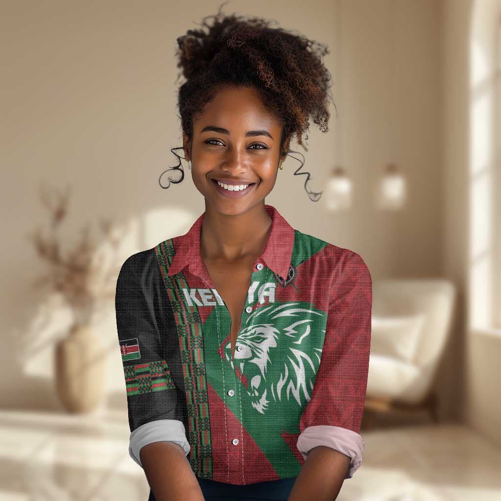 Afro Kenya Rugby Custom Women Casual Shirt Go Lionesses - African Pattern LT14