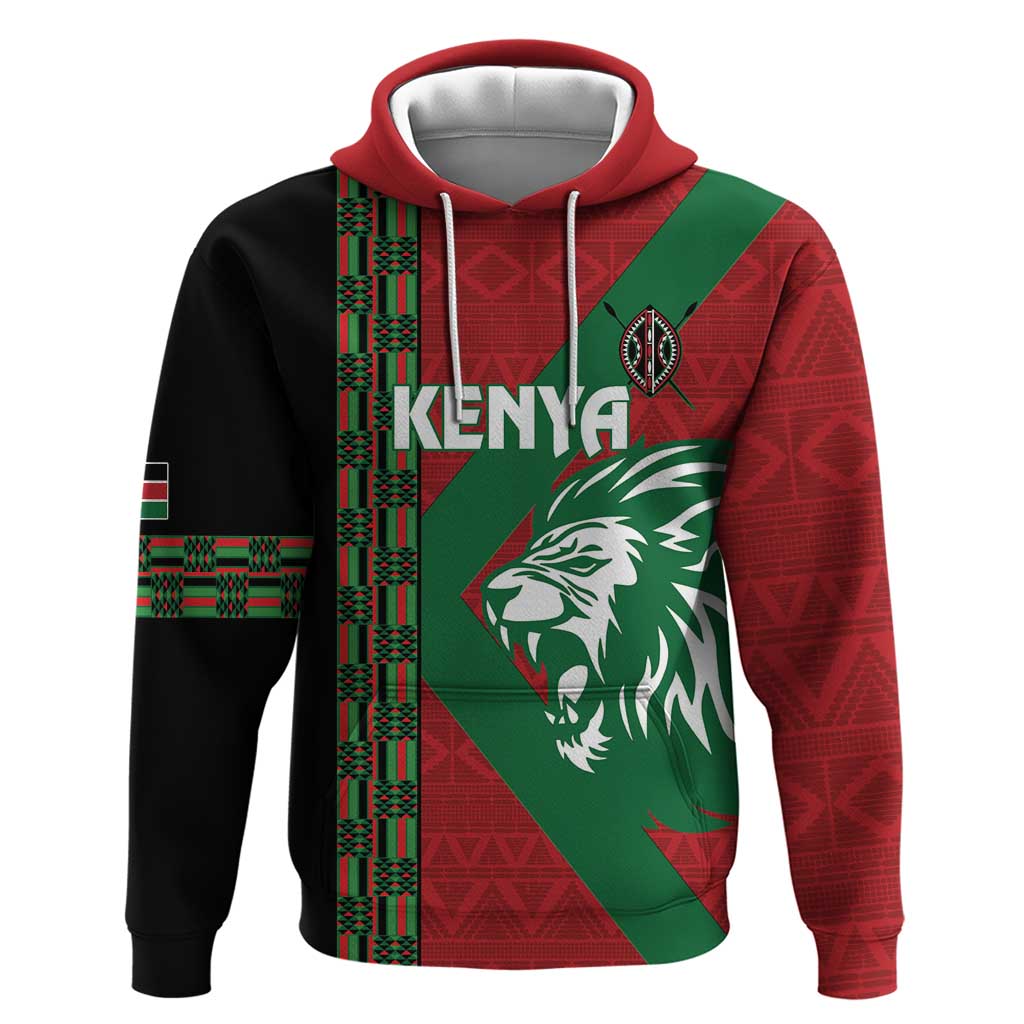 Afro Kenya Rugby Custom Zip Hoodie Go Lionesses - African Pattern