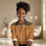 Custom Zambia Football Women Casual Shirt Copper Queens Kente Pattern LT14