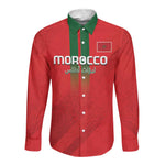 Custom Morocco Football Long Sleeve Button Shirt Go Lionesses of Atlas