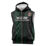 Custom Nigeria Football Sleeveless Zip Hoodie Go Super Falcons African Pattern - African Pride