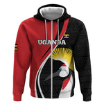 Afro Uganda Rugby Custom Zip Hoodie Go Cranes - African Pattern