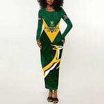 Custom South Africa Rugby Go Blitzboks Sevens Long Sleeve Bodycon Dress LT14