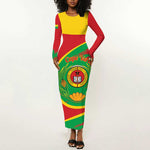 Cape Verde 1975-1992 Long Sleeve Bodycon Dress Coat Of Arms Grunge Style LT14