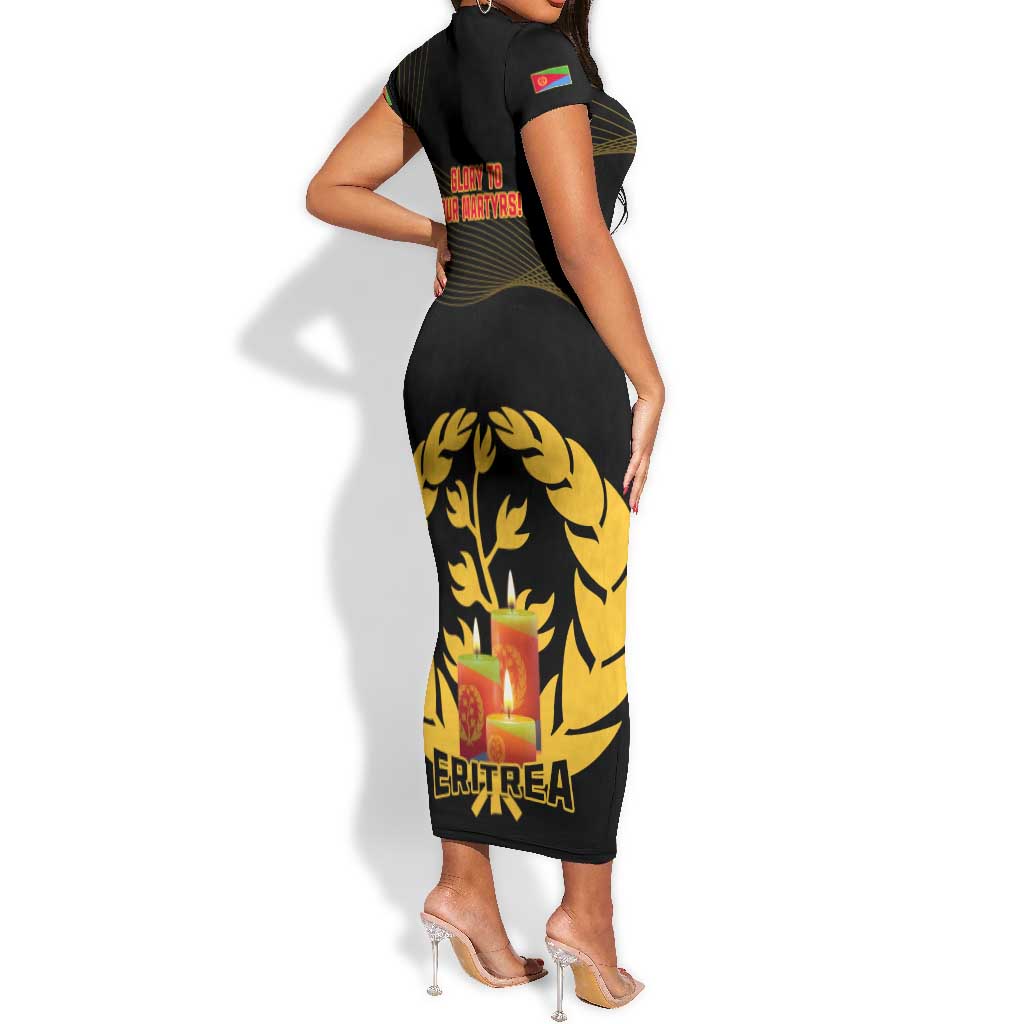 20 June Eritrea Martyrs Day Short Sleeve Bodycon Dress Glory To Our Martyrs LT14