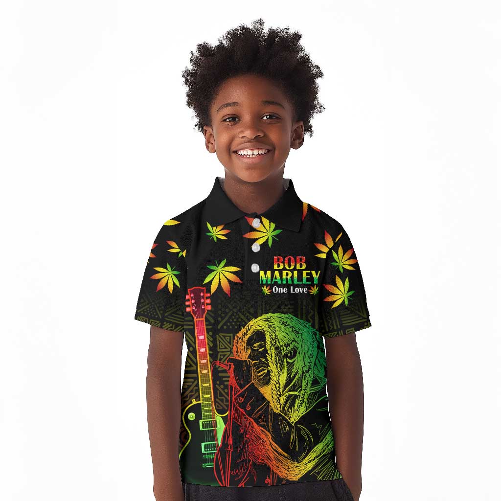 Afro Jamaica Legend Bob Day Kid Polo Shirt One Love Jamaican Reggae African Pattern