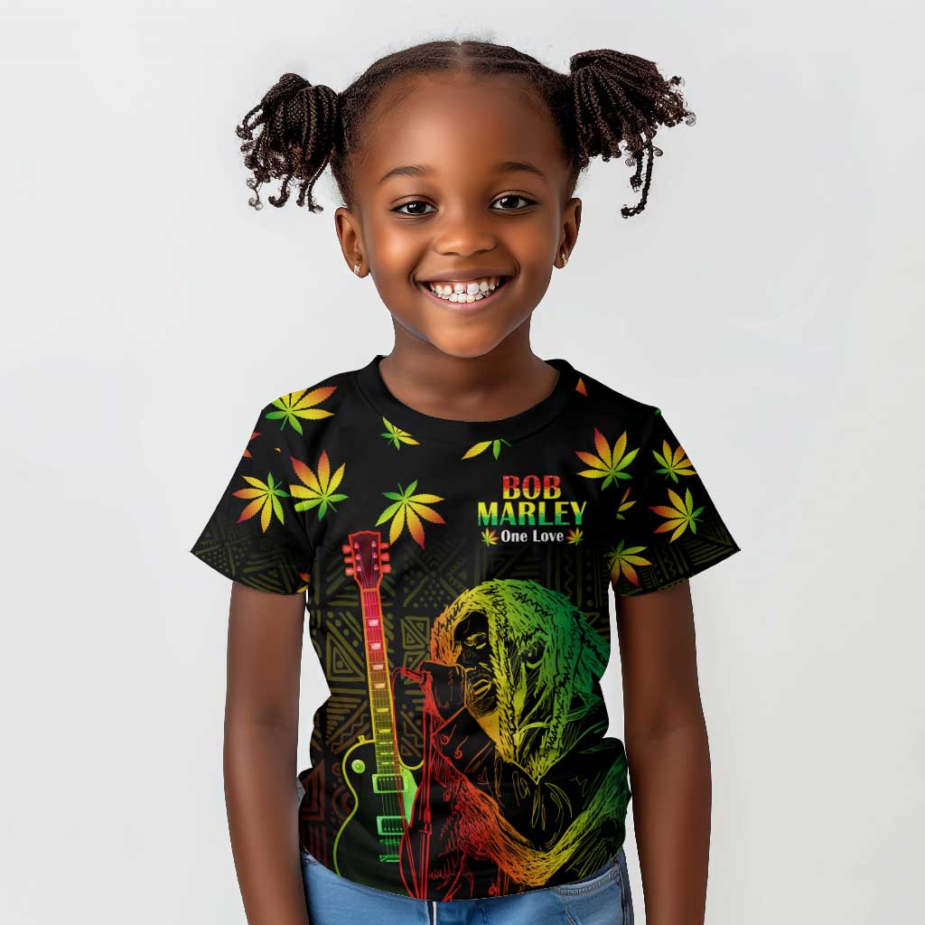 Afro Jamaica Legend Bob Day Kid T shirt One Love Jamaican Reggae African Pattern