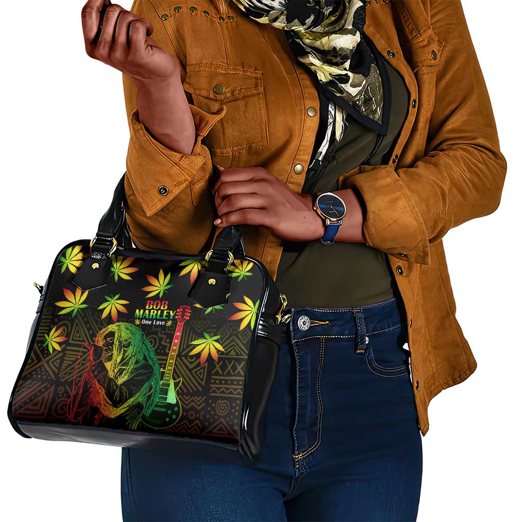 Afro Jamaica Legend Bob Day Shoulder Handbag One Love Jamaican Reggae African Pattern