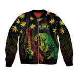 Afro Jamaica Legend Bob Day Sleeve Zip Bomber Jacket One Love Jamaican Reggae African Pattern