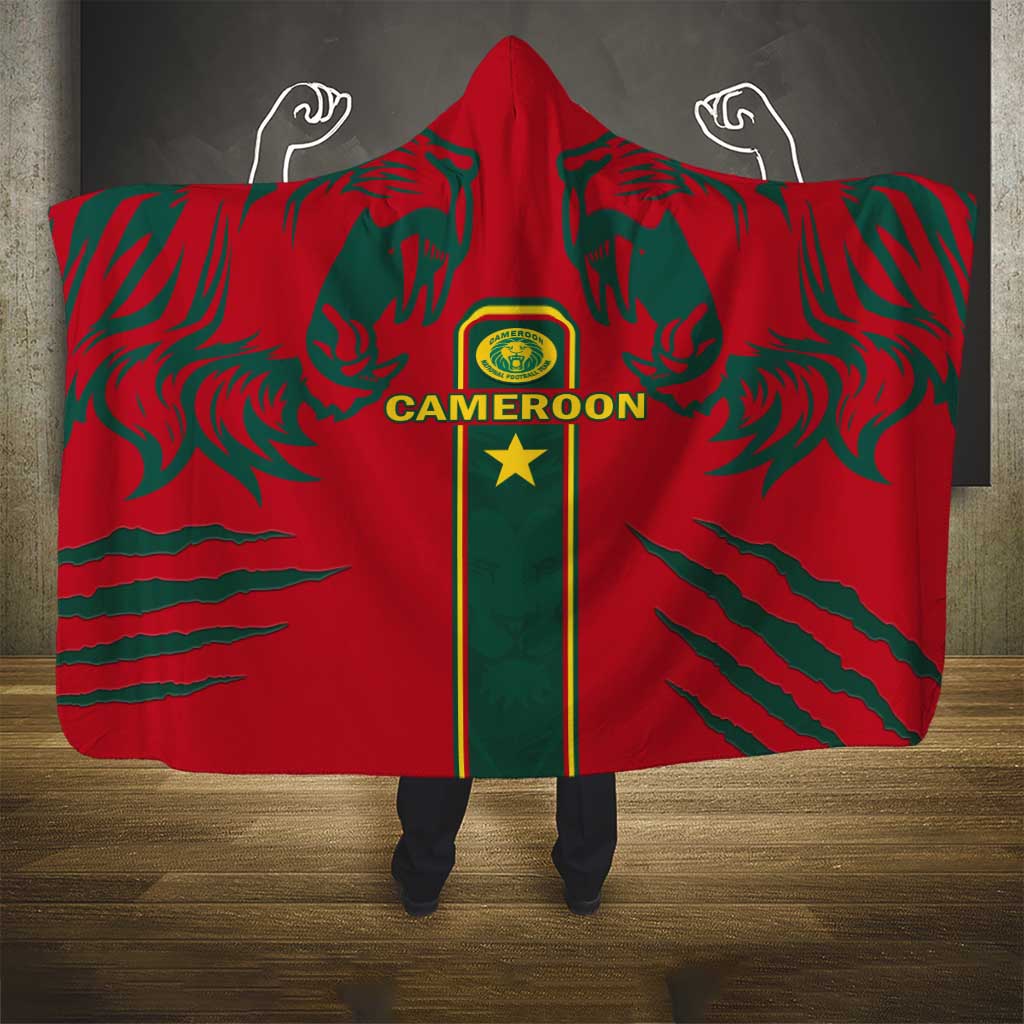 Cameroon Football Hooded Blanket 2024 African Nations Go Champions Lion Style