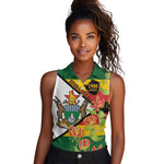 Nyika yeZimbabwe Women Sleeveless Polo Shirt Happy Independence Day - Flame Lily Flowers