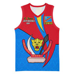 Personalised Democratic Republic of the Congo Independence Day Basketball Jersey Coat Of Arms Happy 30 June - African Pride