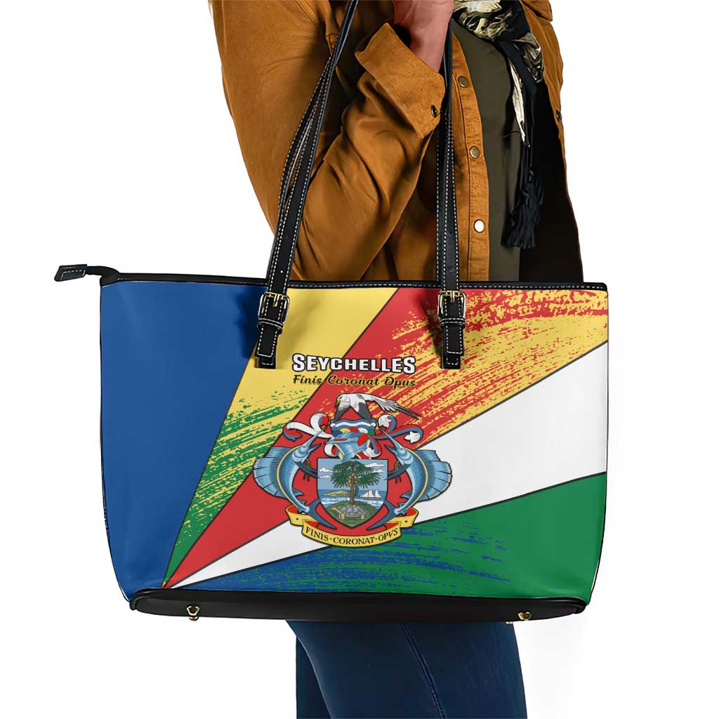 29 June Seychelles Independence Day Leather Tote Bag Flag Style