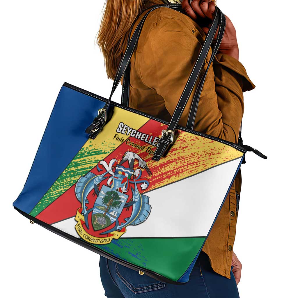 29 June Seychelles Independence Day Leather Tote Bag Flag Style