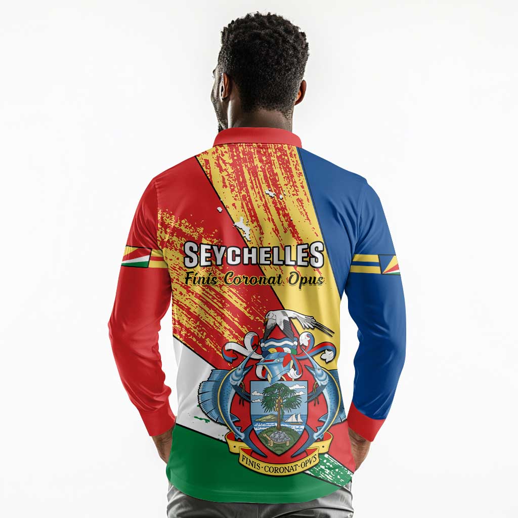 29 June Seychelles Independence Day Long Sleeve Polo Shirt Flag Style