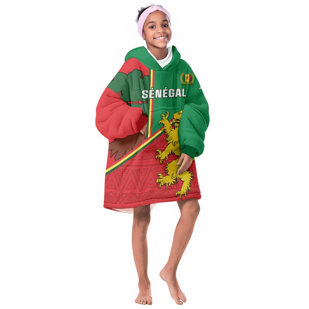 Senegal Football KId Wearable Blanket Hoodie 2024 Go Champions Lions De La Teranga