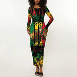 Jamaica Reggae Festival Long Sleeve Bodycon Dress One Love Rastafari Culture - African Pride