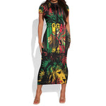 Jamaica Reggae Festival Short Sleeve Bodycon Dress One Love Rastafari Culture - African Pride